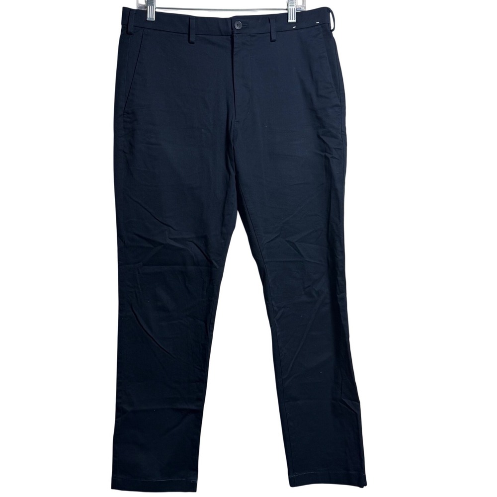 Uniqlo Slim Fit Chinos Navy Blue Stretch Cotton Trousers 33x34 Mens 321-175560